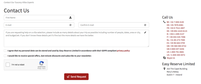 Contact page