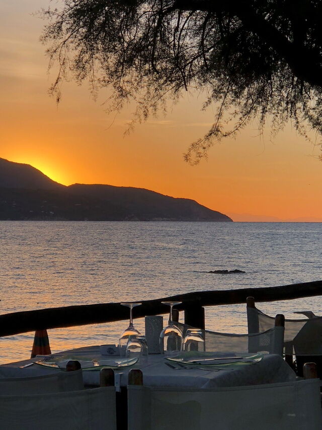 Coastal view at dinner in Elba
