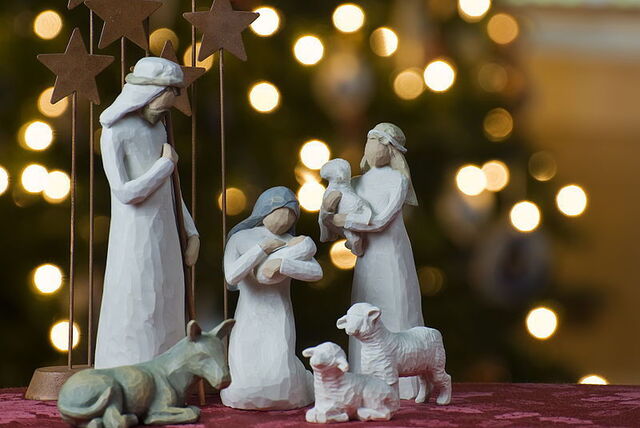 A crafted nativity scene