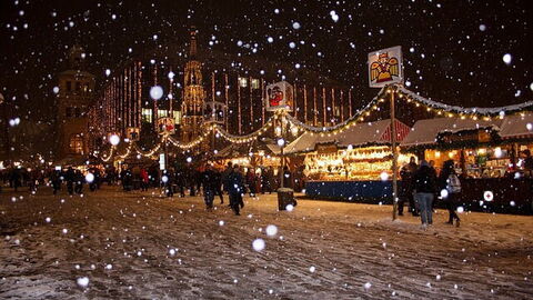 snow at christmas market