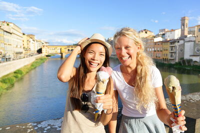 Two women with gelato in Florence