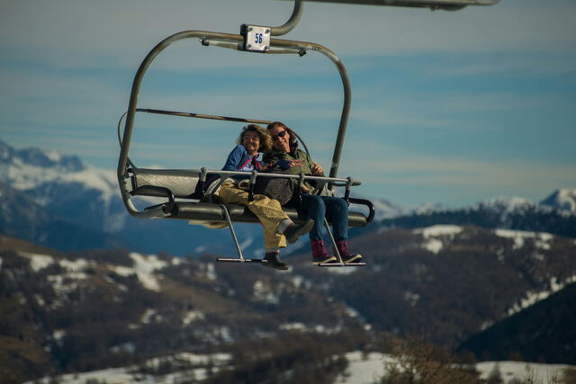 On a ski lift