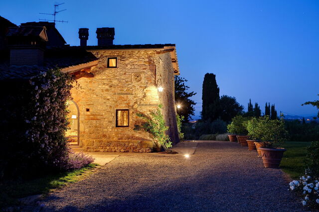 Mattei Villa, exterior at night