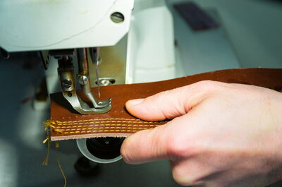 Leather goods being made