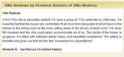 Italian Villa Reviews
