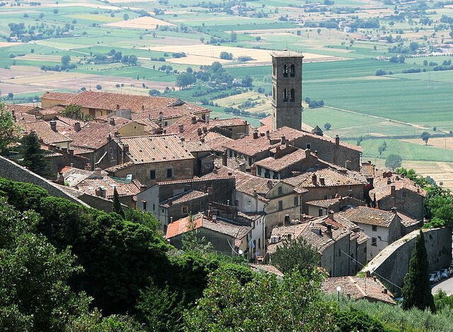 View of Cortona rooftops