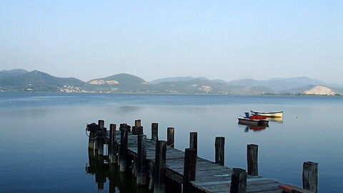 View of a calm Massaciuccoli Lake