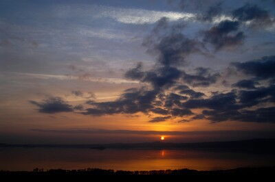 sunset over lake bolsena
