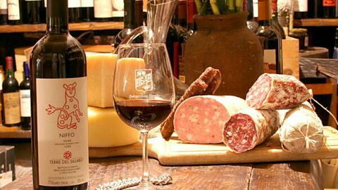 Tuscan wine and salami