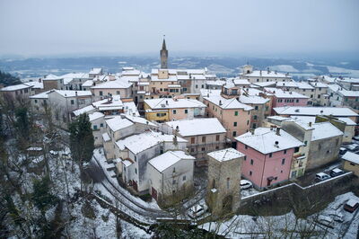 The Tuscan village of Laterina in the snow
