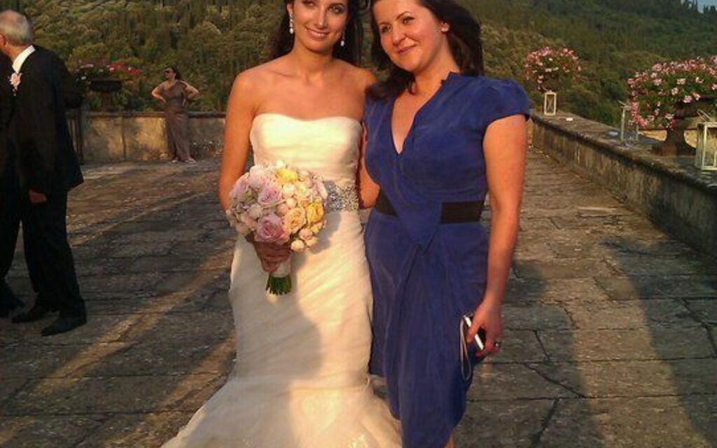 The bride in at the reception in Florence