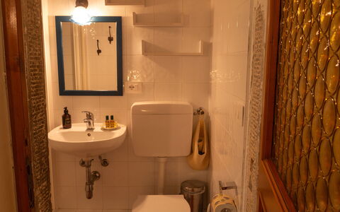 Podere Il Doccio: Bathroom Sink, Bathroom, Wall, Plumbing Fixture, Interior Design, Sink, Mirror, Toilet Seat, Tap, Plumbing