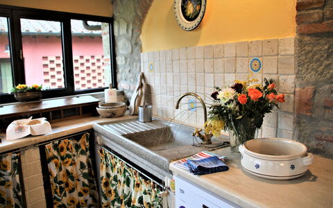 Mulino a Montegonzi Di Rimaggio: Countertop, Property, Plant, Cabinetry, Window, Kitchen, Sink, Interior Design, Floor, Kitchen Sink