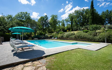 Podere Schignano: Sky, Water, Plant, Cloud, Swimming Pool, Tree, Shade, Outdoor Furniture, Leisure, Landscape