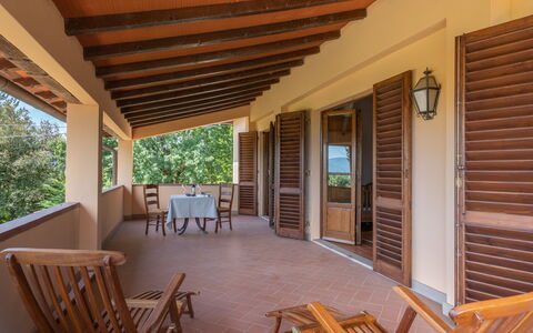 Villa Santa Maria: Property, Building, Real Estate, House, Room, Home, Porch, Wood, Hardwood, Ceiling