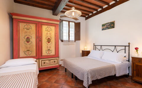Villa Del Borgo: Furniture, Interior Design, Flooring, Floor, Bedroom, Ceiling, Bed, Table, Room, Bed Sheet