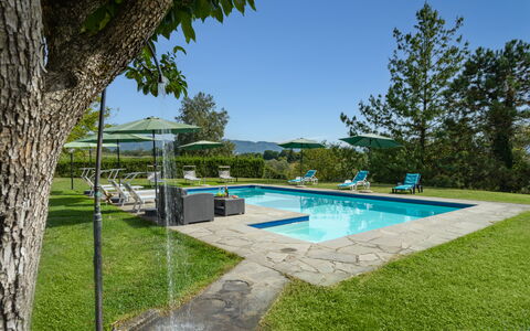 Villa La Collina: Water, Plant, Sky, Swimming Pool, Azure, Shade, Tree, Building, Outdoor Furniture, Land Lot