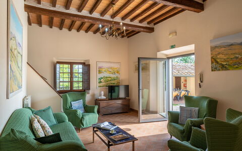 Villa La Collina: Property, Furniture, Couch, Green, Interior Design, Wood, Floor, Living Room, Comfort, Window