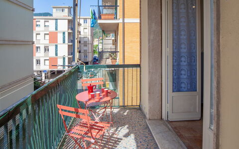 Giulia Apartment - Levanto: Building, Window, Chair, Wood, Table, Flowerpot, Floor, Flooring, Urban Design, Porch