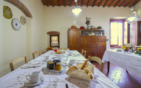 Galleria di Brolio: Furniture, Interior Design, Wood, Table, Dining Room, Ceiling, Kitchen & Dining Room Table, Room, Lighting, Chair