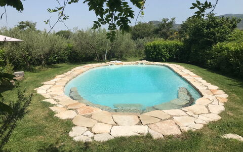 Villa Eleonora: Swimming Pool, Backyard, Garden, Water Feature, Flagstone, Landscaping, Outdoor Furniture