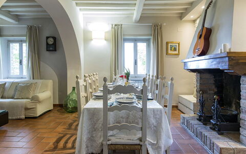 Villa Magnolia: Room, Property, Building, Interior Design, Furniture, Living Room, Floor, Ceiling, Dining Room, Table