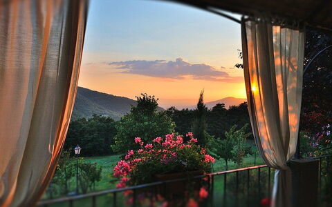 Villa Rosmarino: Sky, Sunrise, Morning, Window, Sunset, Tree, Evening, Sunlight, Room, Landscape