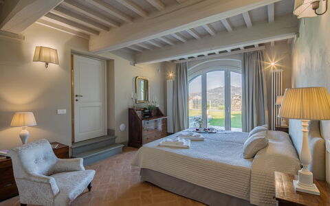 Villa Chiara: Bedroom, Room, Furniture, Interior Design, Property, Ceiling, Bed, Building, Bed Frame, Wall