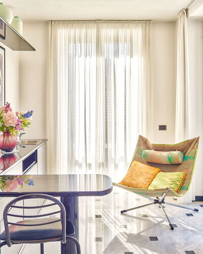 Villa Helvezia - Levanto: Room, Furniture, Interior Design, Property, Curtain, Living Room, Yellow, Building, Table, Home
