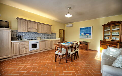Casa Rossa: Flooring, Interior Design, Floor, Furniture, Wood, Ceiling, Kitchen, Countertop, Room, Cabinetry