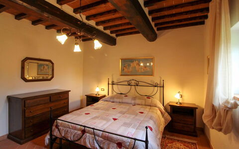 Borgo di Usciano: Wall, Furniture, Bedroom, Interior Design, Bed, Ceiling, Flooring, Room, Floor, Bed Sheet
