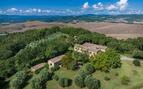 Castello D'Ombrone: Cloud, Sky, Plant, Building, Natural Landscape, Tree, Highland, House, Land Lot, Grassland