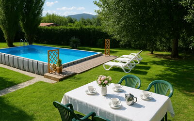 Villa Elisa: Swimming Pool, Garden, Shade, Outdoor Furniture, Leisure, Lawn, Eco Hotel, Backyard, Yard, Landscaping