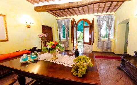 Villa Il Borghetto: Room, Property, Building, Interior Design, Furniture, House, Dining Room, Table, Ceiling, Real Estate