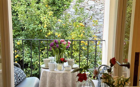 Alle Mura: Furniture, Interior Design, Table, Chair, Flowerpot, Balcony, Glass, Houseplant