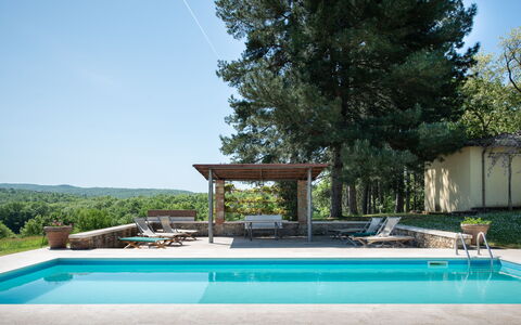 Villa Fabbri: Water, Plant, Sky, Swimming Pool, Shade, Tree, Composite Material, Grass, Rectangle, Leisure