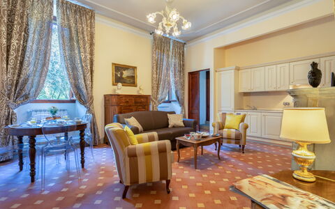 Il Marchese Di Ronta: Room, Interior Design, Property, Furniture, Living Room, Building, Curtain, Floor, Yellow, Real Estate