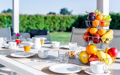 Villa Le Terme: Yellow, Brunch, Meal, Table, Breakfast, Food, Rehearsal Dinner, Banquet, Party, Tableware