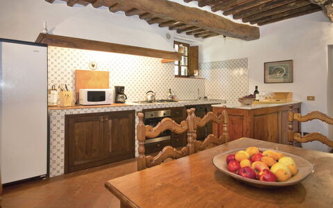 Pozza Di Volpaia: Table, Countertop, Furniture, Cabinetry, Food, Wood, Kitchen, Interior Design, Tableware, Floor
