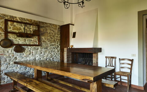 Villa Cincinelli: Room, Furniture, Property, Table, Interior Design, Dining Room, House, Building, Floor, Wall
