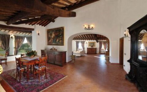 Villa Fontanelle: Wood, Room, Interior Design, Floor, Property, Hardwood, Flooring, Real Estate, Ceiling, Home
