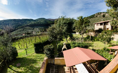 Podere Di Mero Casolare: Sky, Cloud, Plant, Natural Landscape, Building, Wood, Grass, Mountain, Tree, Leisure