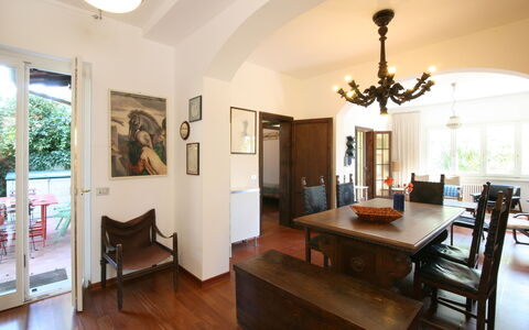 Villa Del Forte: Room, Property, Interior Design, Furniture, Ceiling, Dining Room, Building, Floor, Wood Flooring, Living Room
