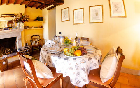 La Casa Del Sole: Dining Room, Room, Property, Furniture, Interior Design, Table, Yellow, Building, Real Estate, Restaurant