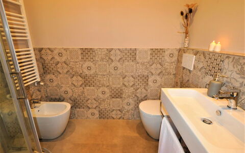 Villa Claudia: Brown, Plumbing Fixture, Tap, Bathroom Sink, Property, Sink, Bathroom, Building, Purple, Interior Design