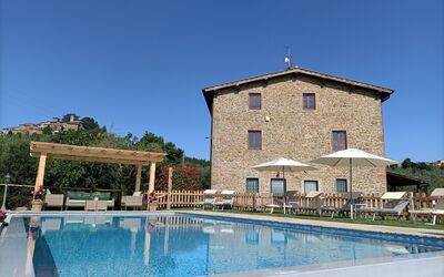 Villa Claudia: Water, Sky, Property, Plant, Azure, Swimming Pool, Tree, Building, Composite Material, Real Estate