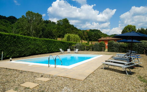 Villa Rossa: Swimming Pool, Azure, Outdoor Furniture, Shade, Composite Material, Sunlounger, Umbrella, Cumulus, Tile, Outdoor Table