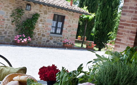 Agriturismo L'incrociata: Plant, Sky, Daytime, Property, Flower, Window, Food, Tableware, Cloud, Table