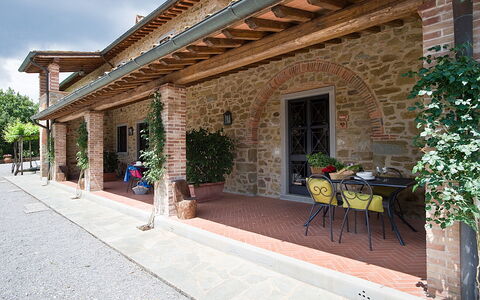 Agriturismo L'incrociata: Plant, Property, Sky, Building, Window, Shade, Chair, Road Surface, Flowerpot, Neighbourhood