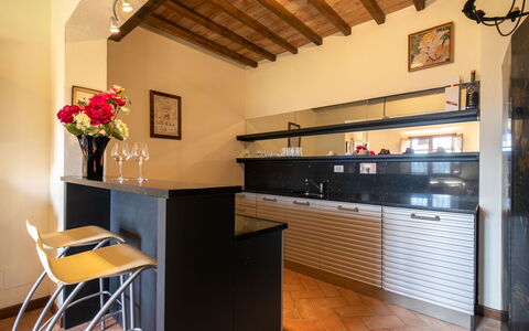 Grezzano Villa: Furniture, Cabinetry, Building, Countertop, Flower, Wood, Plant, Kitchen, Interior Design, Architecture